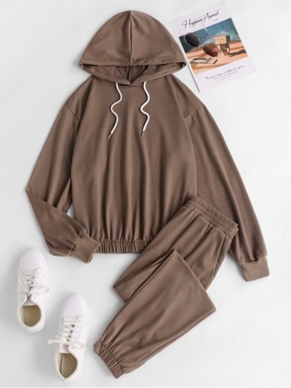 Drawstring Sweat Two Piece Pants Set