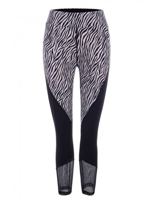 Zebra Fishnet Sheer Topstitch Ninth Leggings