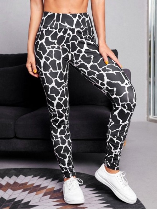 High Waisted Abstract Printed Sports Pants