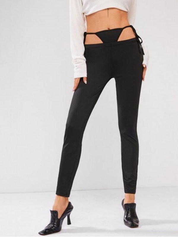 High Waisted Built-in G-string Skinny Leggings