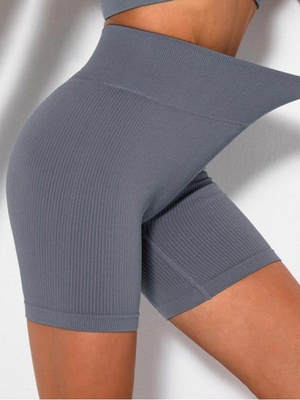 Wideband Seamless Ribbed Printed Yoga Shorts