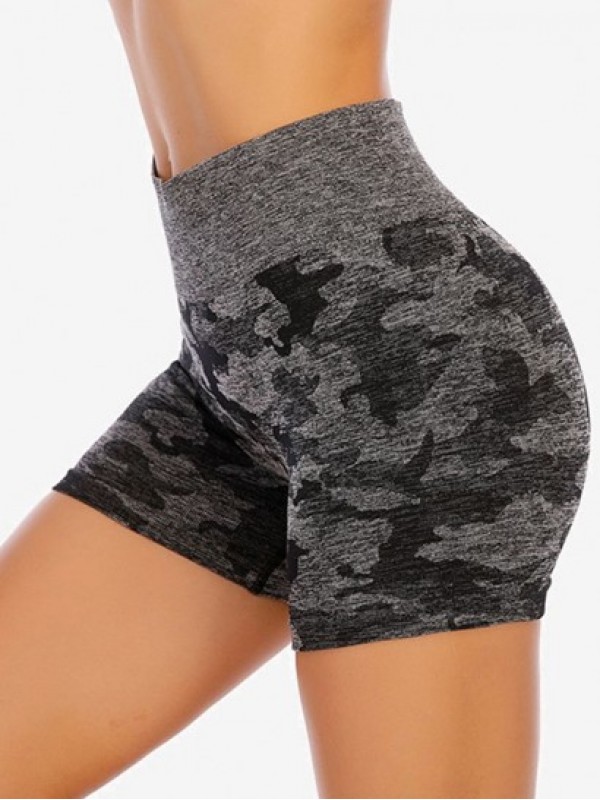 High Waist Camouflage Print Scrunch Butt Sports Shorts