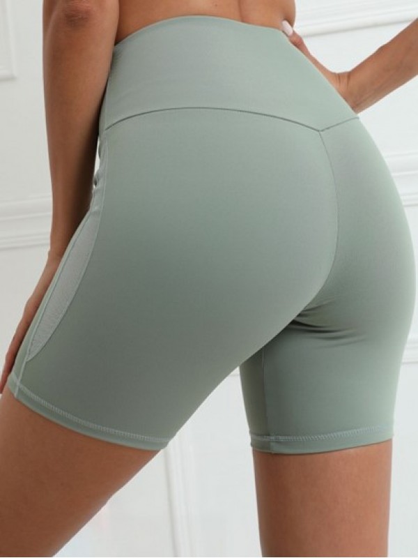 Wideband Waist Mesh Insert Sports Yoga Shorts