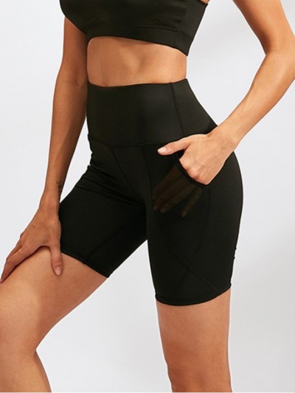 Wideband Waist Sports Shorts With Mesh Pocket