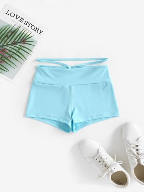 Wide Band Solid Color Sports Shorts