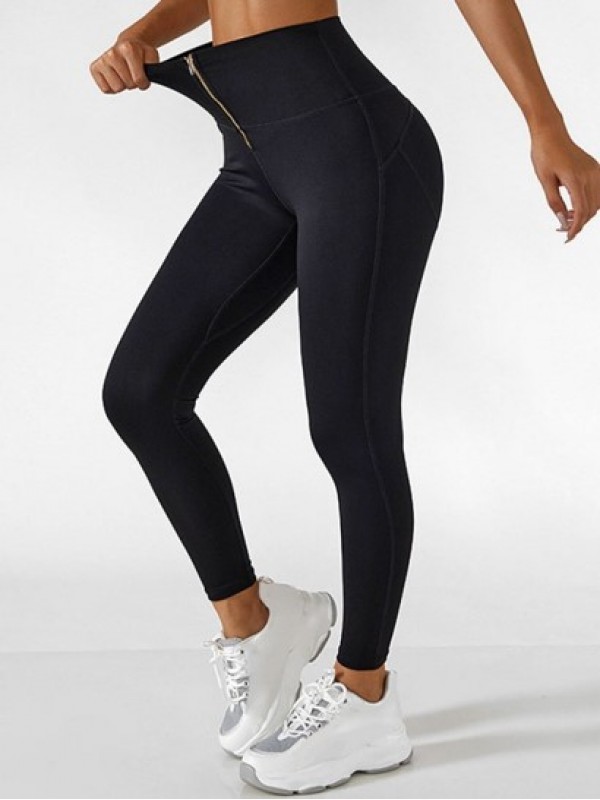 Front Zip High Waisted Peach Shape Booty Lift Leggings