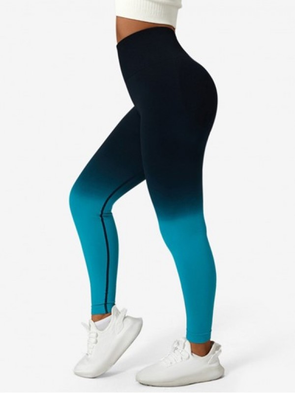 Ombre Color Scrunch Butt Wideband Waist Sports Yoga Leggings