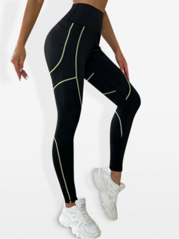 Topstitching Contrast Color Sports Leggings