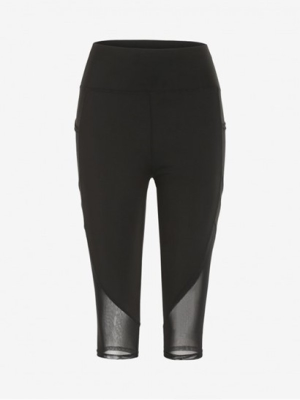 See-through Mesh Spliced Sports Capri Leggings