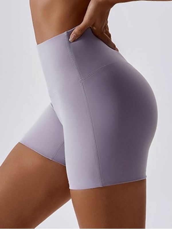 Solid Color High Waist Sports Running Shorts