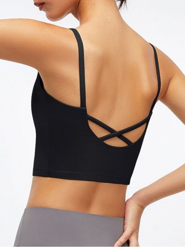 Breathable Criss Cross Blackless Yoga Sport Top