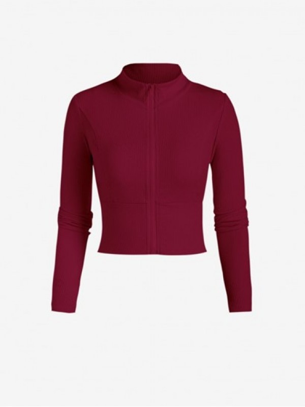 Full Zip Ribbed Cropped Jacket