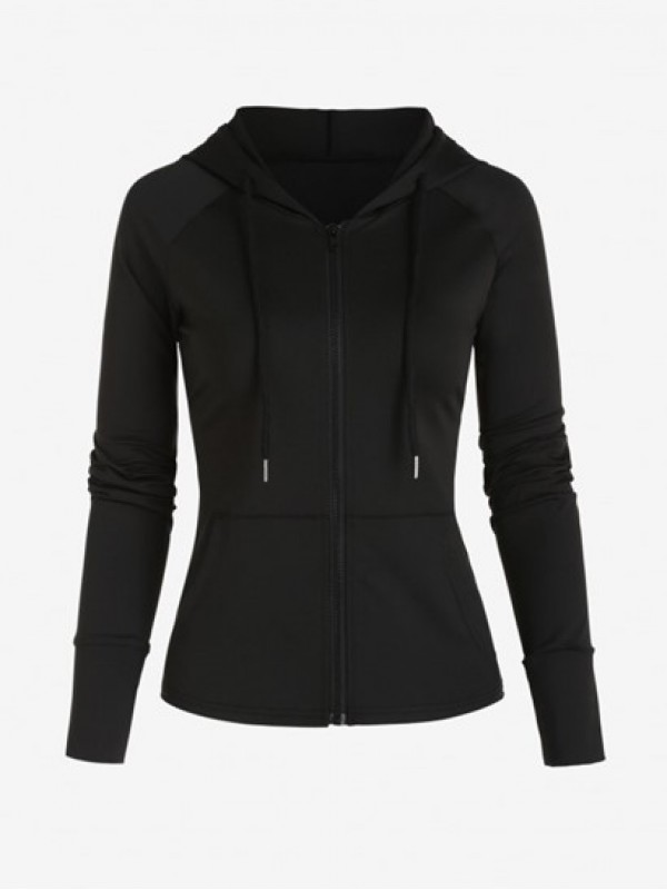 Pockets Zip Up Sports Hoodie Jacket