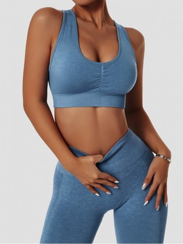 Solid Color Crisscross Back Sports Bra