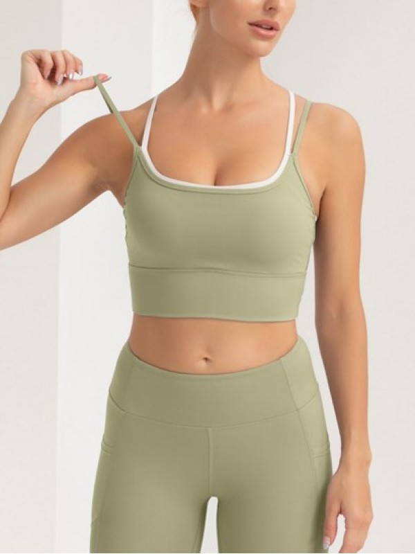 Criss Cross Yoga Spaghetti Strap Crop Tank Top