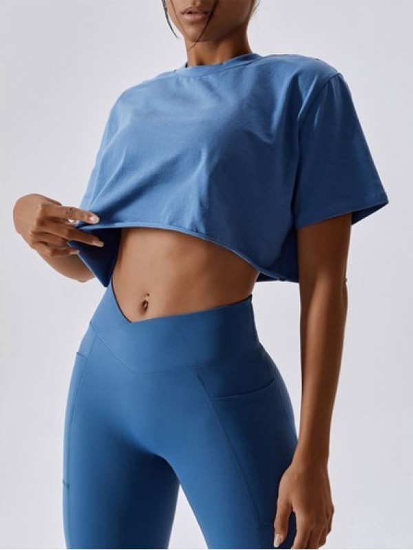 Solid Color Sports Crop Top