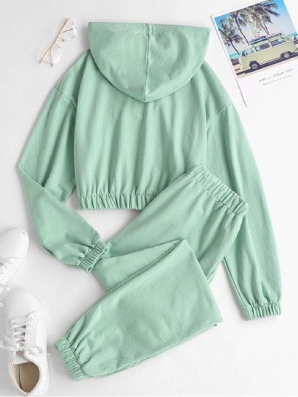 Plain Drawstring Lounge Two Piece Tracksuit