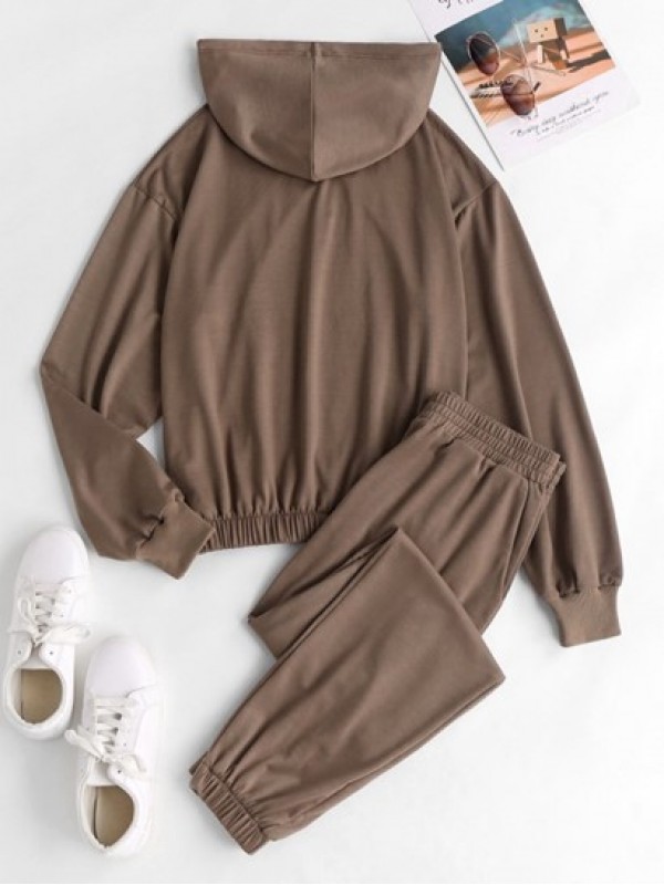 Drawstring Sweat Two Piece Pants Set