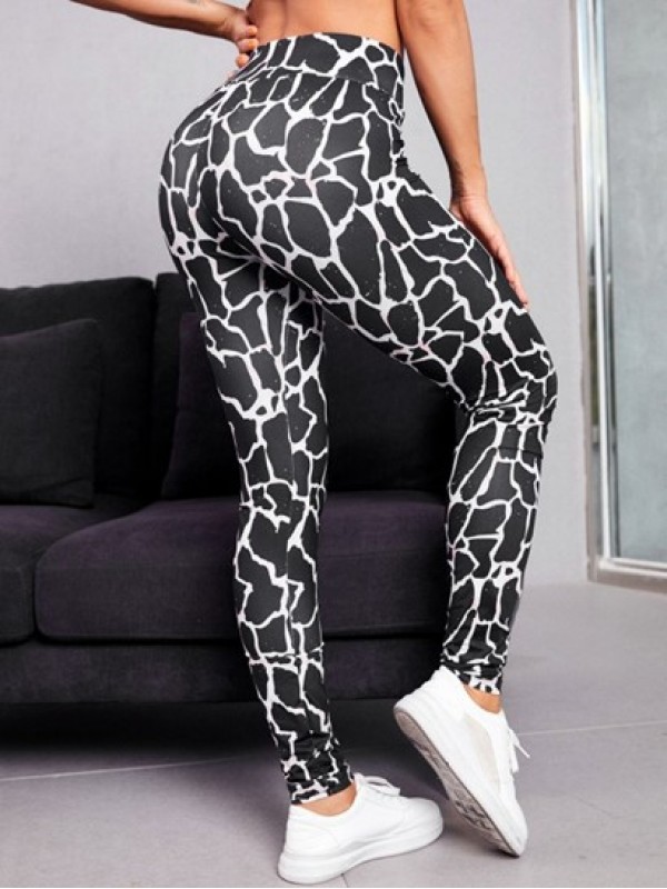 High Waisted Abstract Printed Sports Pants