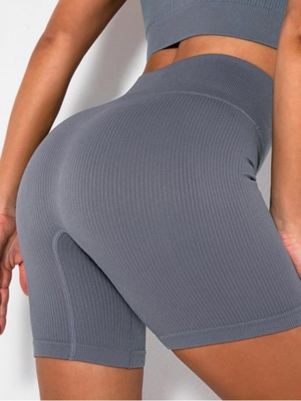 Wideband Seamless Ribbed Printed Yoga Shorts