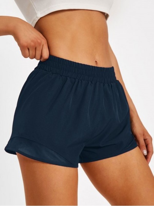 Mesh Insert Wide Leg Gym Shorts