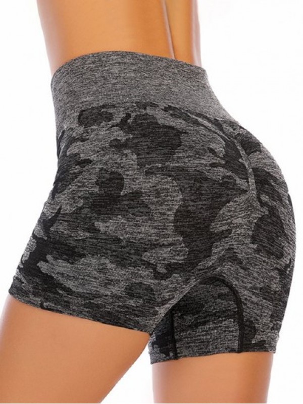 High Waist Camouflage Print Scrunch Butt Sports Shorts