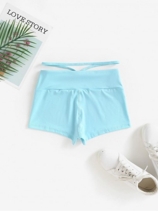 Wide Band Solid Color Sports Shorts