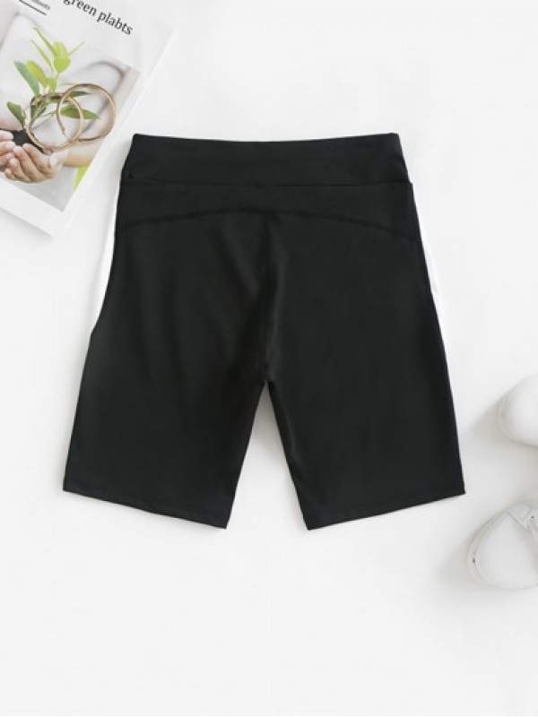 High Waisted Colorblock Sports Shorts