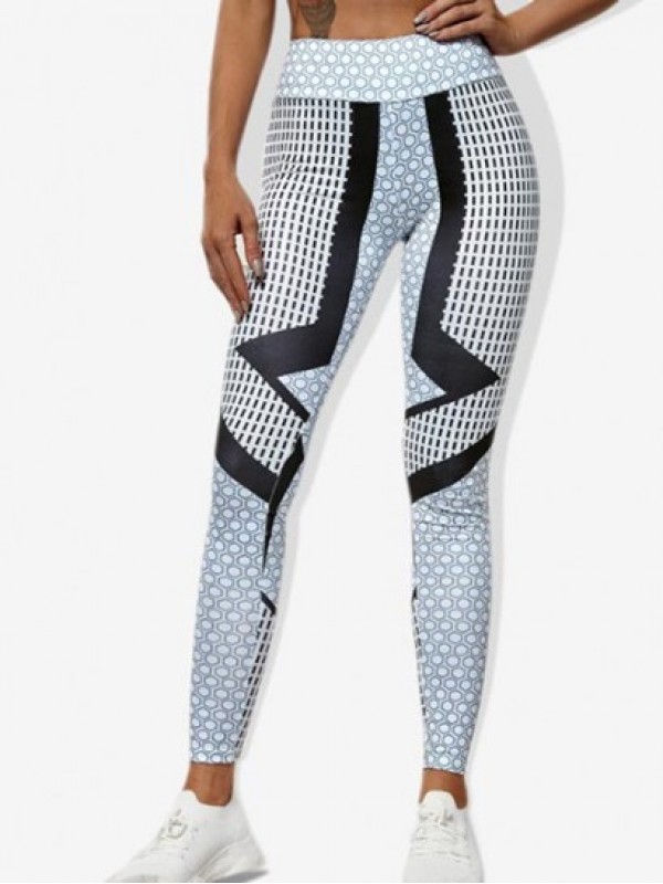 Color Block Geometric Pattern Yoga Leggings