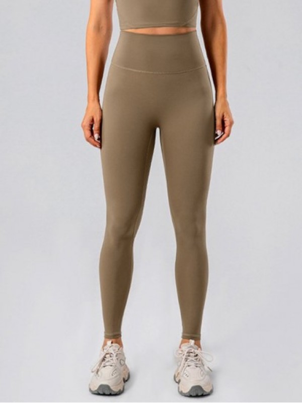 Solid Color Wideband Waist Sports Leggings