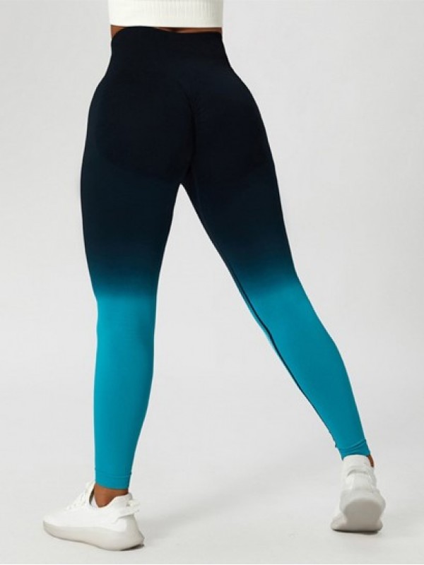 Ombre Color Scrunch Butt Wideband Waist Sports Yoga Leggings