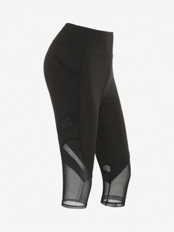 See-through Mesh Spliced Sports Capri Leggings