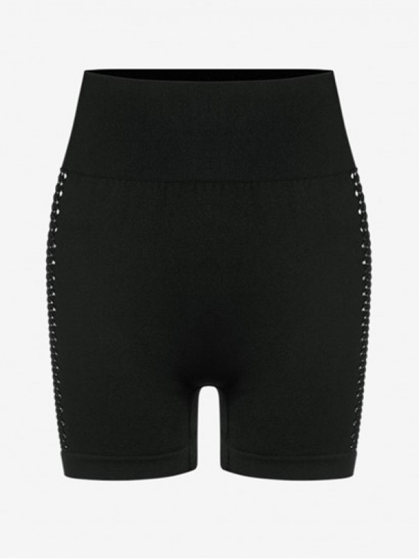 Hollow Out Wide Waistband Yoga Shorts