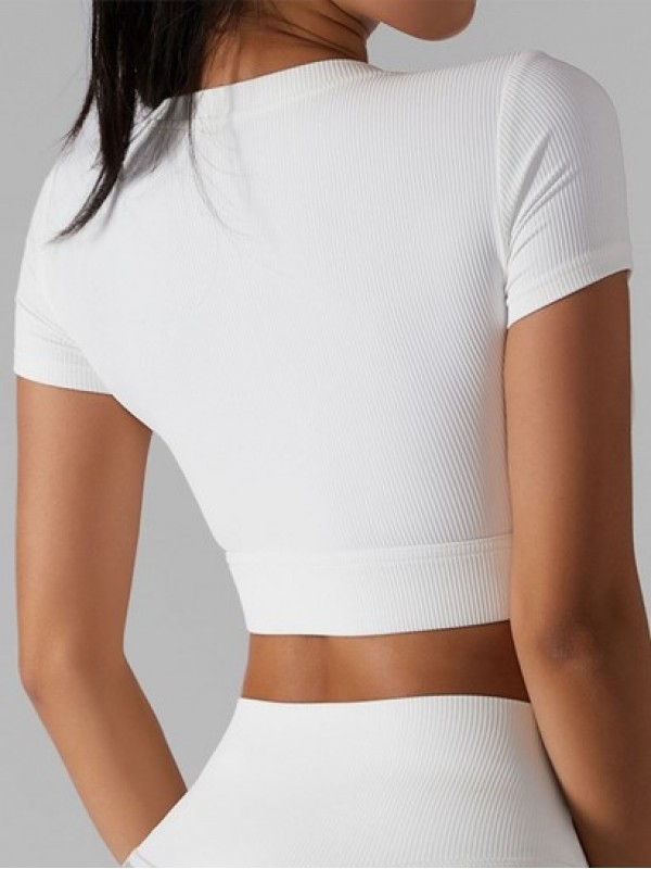 Quick Drying Ribbed Chest Pad Cropped Sports Top