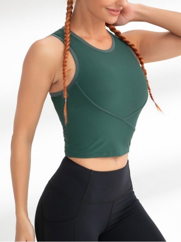 Solid Color Ribbed Running Tank Top