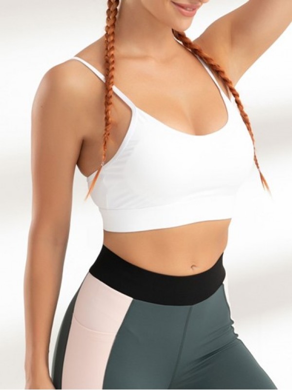 Strappy Back Solid Gym Sports Bra