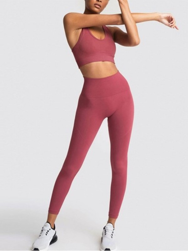 Knit Tank Top And Seamless Yoga Sport Leggings Set