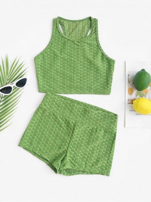 Sports Honeycomb Racerback Shorts Set