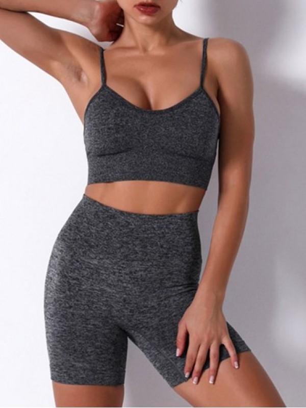 Padded High Waisted Sports Shorts Set