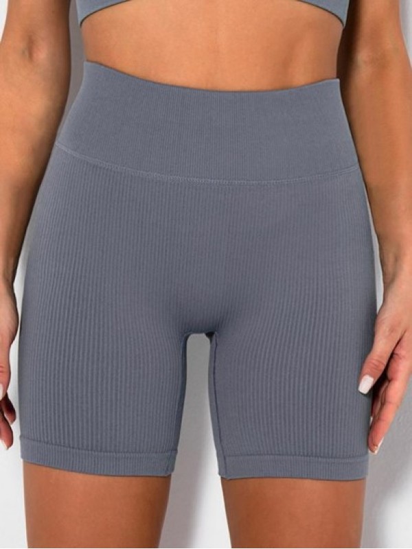 Wideband Seamless Ribbed Printed Yoga Shorts