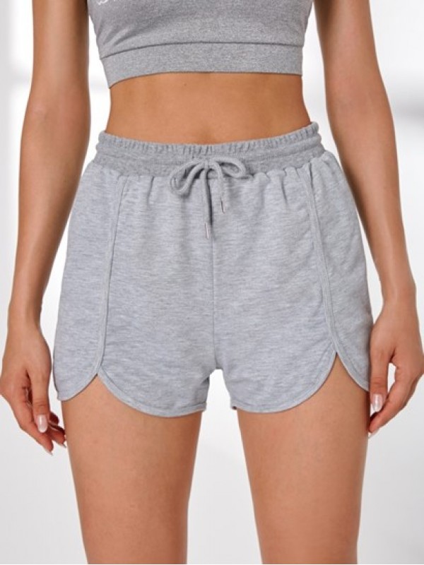 Irregular Hem Drawstring Sport Shorts