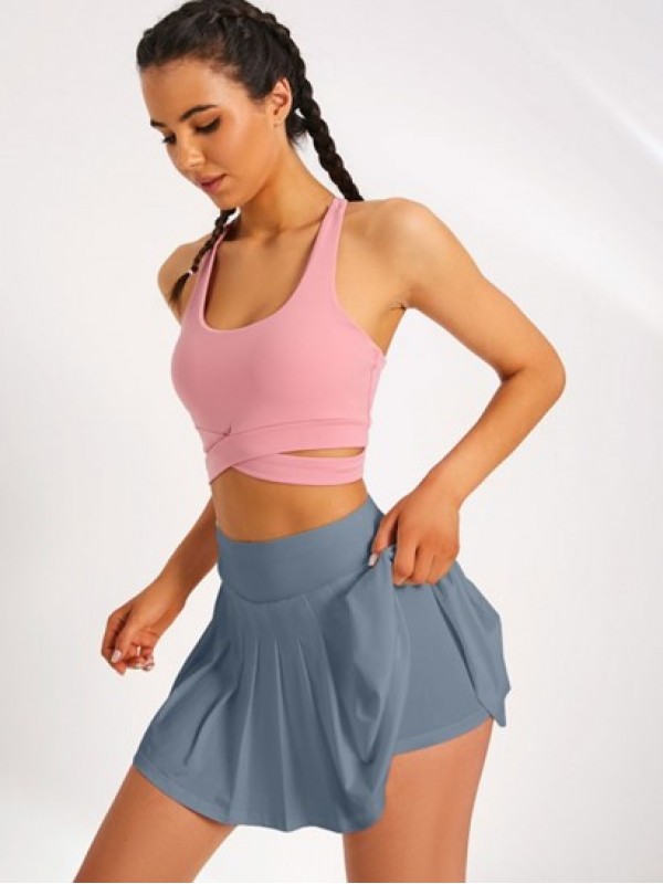 Solid Pleated Sports Athletic Skirt