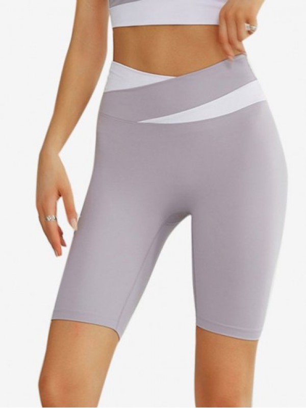 Color Spliced High-waisted Yoga Fifth Shorts