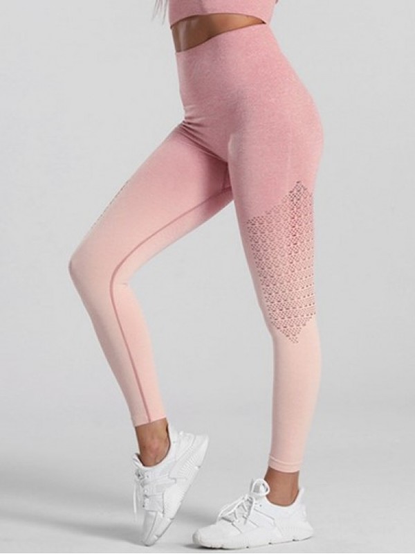 Ombre Color Marled Printed Hollow Out Design Sport Yoga Leggings