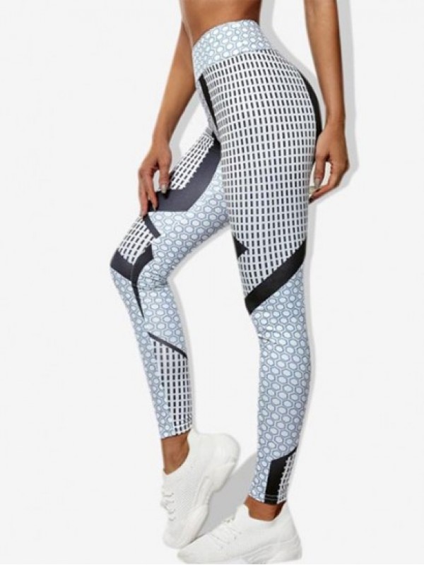 Color Block Geometric Pattern Yoga Leggings