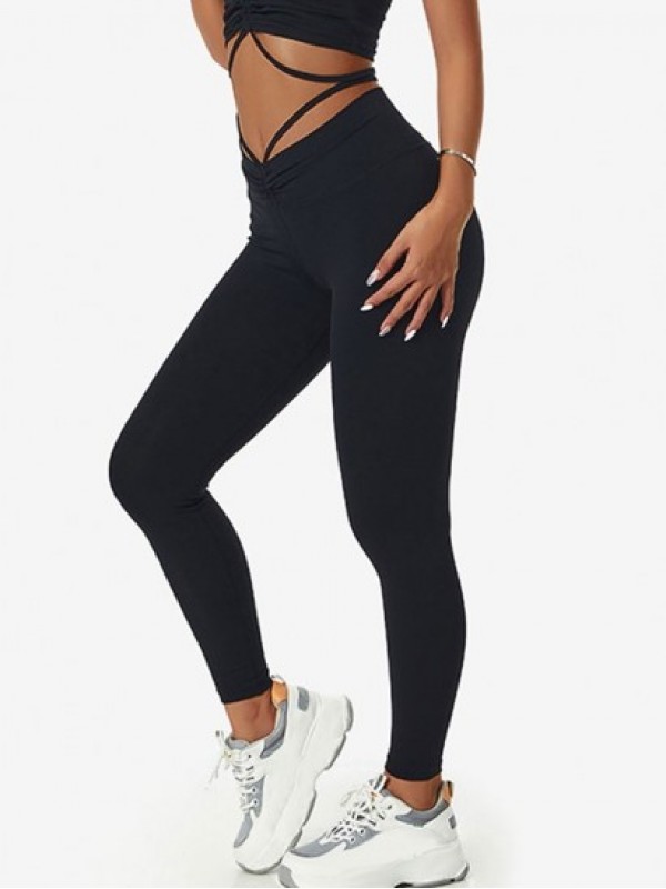 Cinched String-style Ruched Butt Lifting Sports Leggings