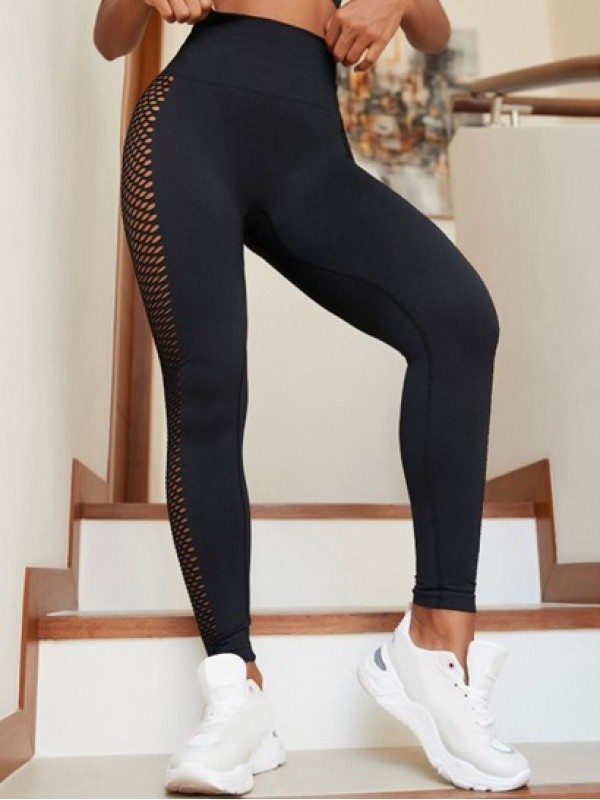 Fishnet Panel Breathable Scrunch Butt Sports Leggings