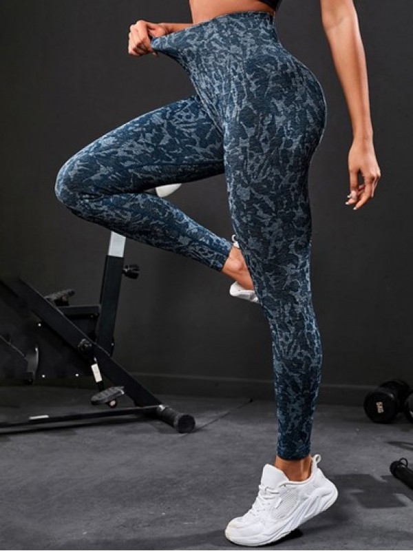 Camo Allover Print Wideband Waist Sports Yoga Leggings