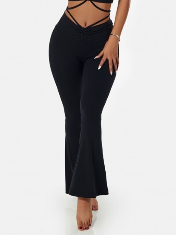 Cinched Midriff Flossing Flare Leggings