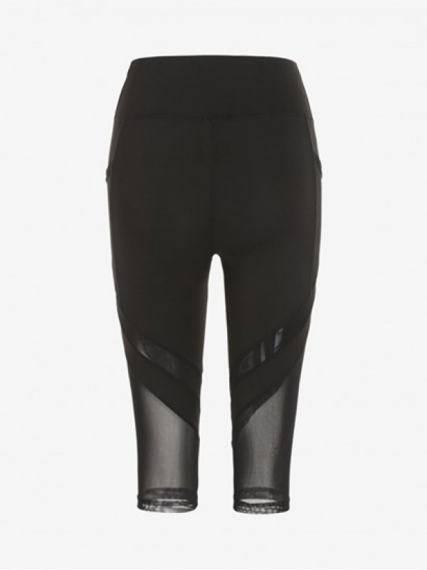 See-through Mesh Spliced Sports Capri Leggings